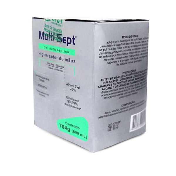 Álcool Gel Antisséptico - Multi Sept - Refil 800 ml